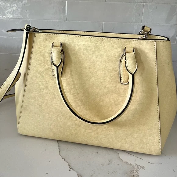Kate Spade Kristi Yellow Leather Satchel KA696 Purse Butter NWOT Crossbody - Picture 4 of 10